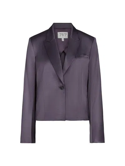 Twp Women's Sawyer Satin Wool-blend Boxy Blazer In Purple