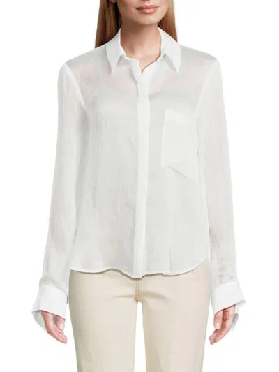 Twp Women's Semi Sheer Boyfriend Shirt In White