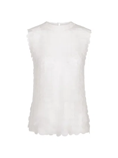 Twp Women's Shell Semi-sheer Silk Top In White