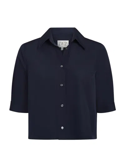 Twp Women's Short Lived Cropped Shirt In Blue