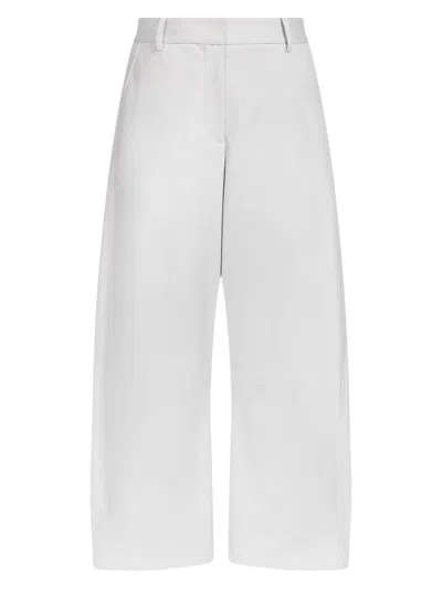 Twp Women's Slouchy Bf Stretch-cotton Wide-leg Trousers In White