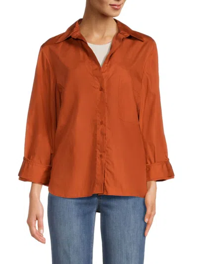 Twp Women's Solid High Low Shirt In Sienna