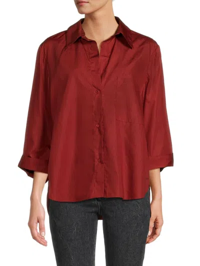 Twp Women's Solid High Low Shirt In Terracotta