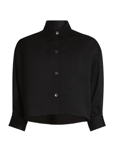 Twp Women's Soon To Be Ex Linen-blend Crop Shirt In Black