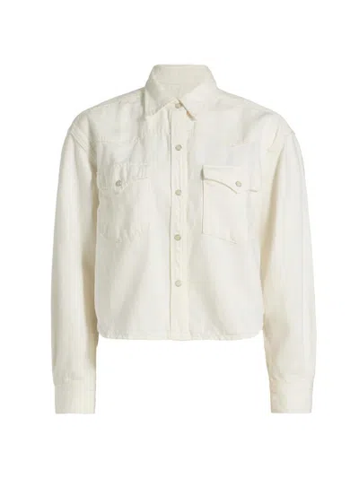 Twp Women's Stretch Cotton Crop Jacket In White
