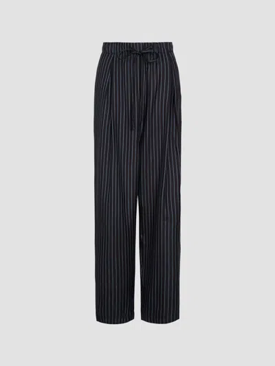 Twp Women's Striped Silk Pajama Pants In Blue Nights Turkish Coffee