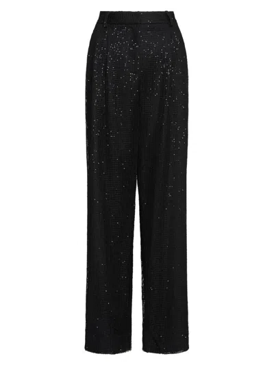 Twp Women's Sulli Sequined Stretch-wool Wide-leg Pants In Black