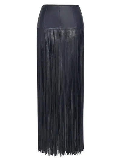 TWP WOMEN'S TANGLED UP LEATHER FRINGE MAXI SKIRT