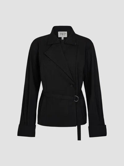 Twp Women's The Last Chapter Stretch-wool Belted Jacket In Smoke