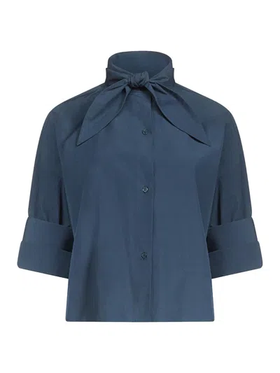 Twp Women's Tie One On Cotton Tieneck Shirt In Sea Storm
