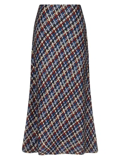Twp Woven Leather A-line Skirt In Blue