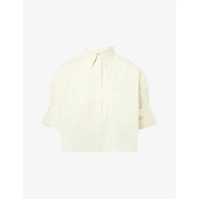 Twp Omens  Next Ex Cropped Cotton Shirt In Neutral