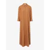Twp Womens Argan Oil Jennys Crystal-embellished Cotton-poplin Gown In Brown