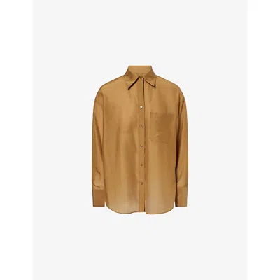 Twp Womens British Khaki Big Joe Oversized Cotton And Silk-blend Shirt In Brown