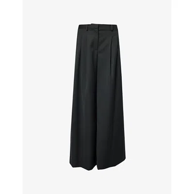 TWP WOMENS DARK SPRUCE AVERY WIDE-LEG WOOL TROUSERS