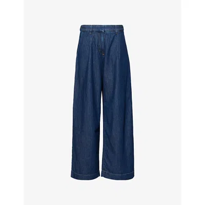Twp Womens Dark Stone Hudson Straight Denim Trousers In Blue