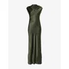 Twp Womens Duffle Bag Back To You Open-back Woven Maxi Dress In Animal Print