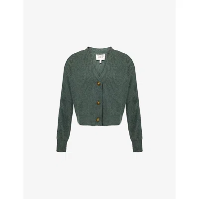 Twp Womens Duffle Bag Cropped Ribbed Cashmere Cardigan In Green