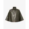 Twp Omens  Topper High-neck Leather Jacket In Brown