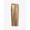 Twp Womens Honey Gwyneth Sequin Stretch-woven Maxi Skirt In Gold