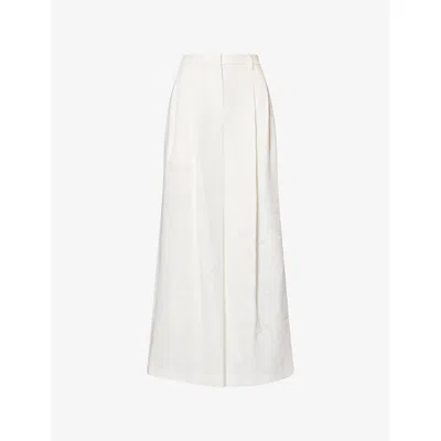 Twp Womens Ivoire Avery Wide-leg Pleated Linen Trousers In White