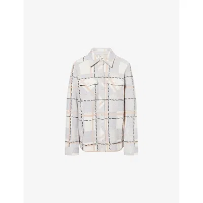 Twp Ranchers Plaid Cashmere Cardigan In Neutral