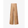 Twp Womens Kelp Bone Eva With Tux Contrast-panel Leather Trousers In Neutral