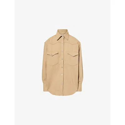 Twp Womens Kelp Og Supersized Denim Shirt In Brown