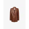 Twp Womens Mahogany James Peak-lapels Leather Blazer In Brown