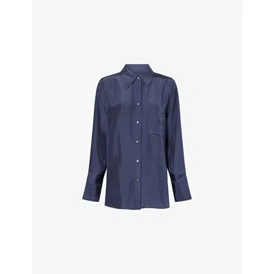 Twp Womens Midnight Big Joe Oversized Silk Shirt In Blue