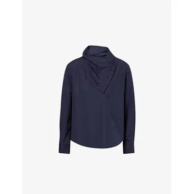 Twp Womens Midnight My Maria Asymmetric Cotton-poplin Shirt In Blue