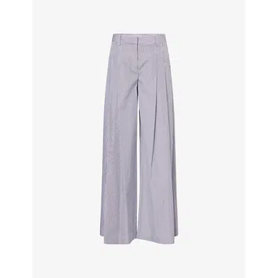Twp Womens Midnight White Didi Stripe-print Wide-leg Mid-rise Trousers