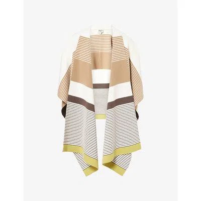 Twp Womens Multi Wrapped-around Striped Cashmere Cardigan In Burgundy