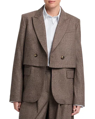 Twp Wool & Cashmere Layered Blazer In Brown