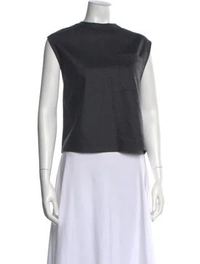 Pre-owned Twp Wool Bateau Neckline Crop Top W/ Tags In Gray