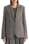 Twp Boyfriend Zipper Twill Wool Blazer In Taupe
