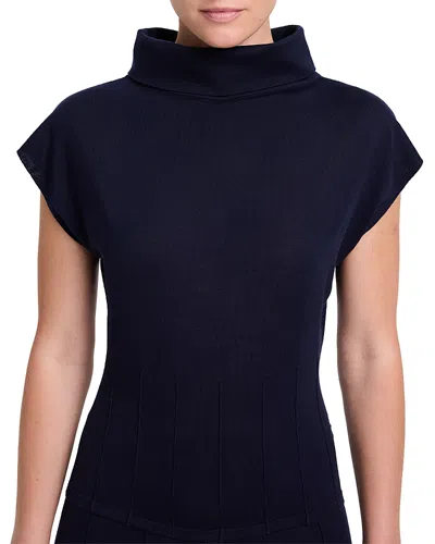 Twp Wool Funnel Neck Sleeveless Top In Blue