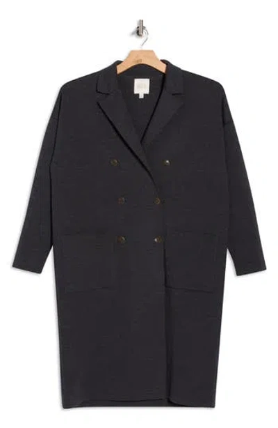 Twp Wool Knit Overcoat In Black