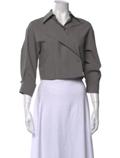 Pre-owned Twp Wool Long Sleeve Button-up Top In Grey