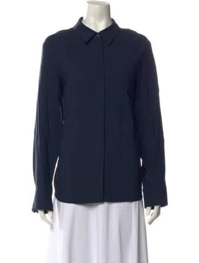 Pre-owned Twp Wool Long Sleeve Button-up Top W/ Tags In Blue