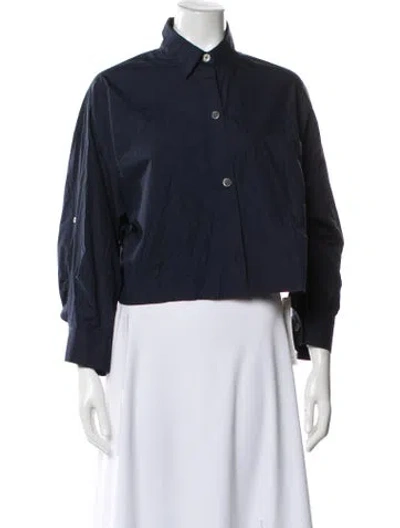 Pre-owned Twp Wool Long Sleeve Crop Top In Blue