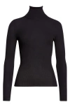 Twp Wool Rib Turtleneck Top In Black