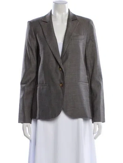 Pre-owned Twp Wool Striped Blazer In Brown