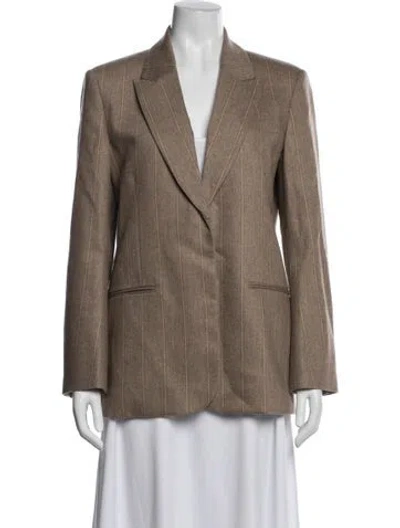 Pre-owned Twp Wool Striped Blazer In Brown