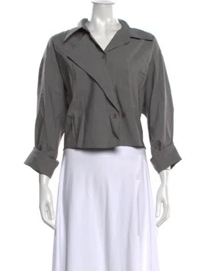 Pre-owned Twp Wool Three-quarter Sleeve Button-up Top In Grey