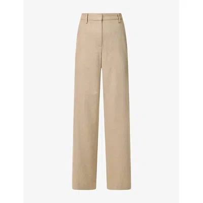 Twp Wp Womens Ellie Straight-leg Wool-blend Trousers Beige In Neutral