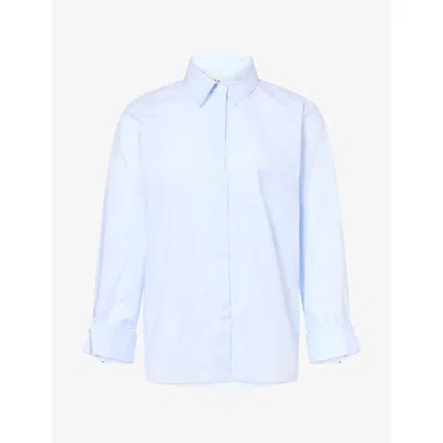 Twp Wp Womens Next Morning Relaxed-fit Cotton Shirt Baby Blue Xs In Multi