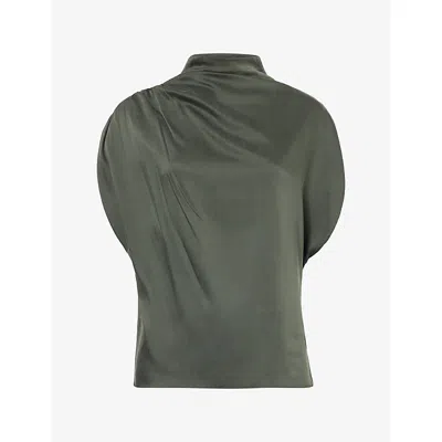Twp Wp Womens Wish You Would Draped Silk Charmeuse Top Rosen In Green