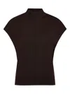 Twp Wren Topstitch High-neck Top In Brown