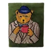 Ty Hedge Hand-embroidered Archie Bear Velvet Passport Holder — Moss Green